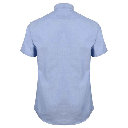 Blue - Back - Henbury Mens Modern Short Sleeve Oxford Shirt