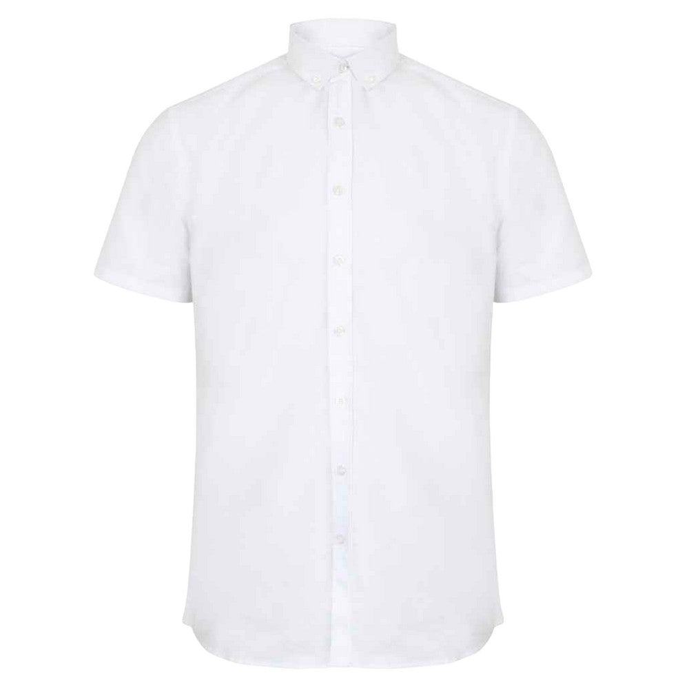 White - Front - Henbury Mens Modern Short Sleeve Oxford Shirt