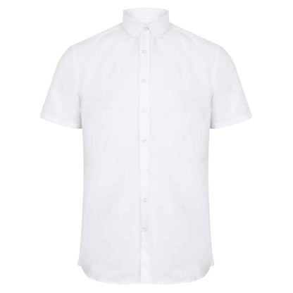 White - Front - Henbury Mens Modern Short Sleeve Oxford Shirt