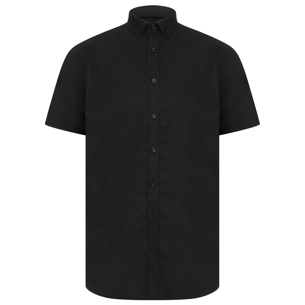 Black - Front - Henbury Mens Modern Short Sleeve Oxford Shirt