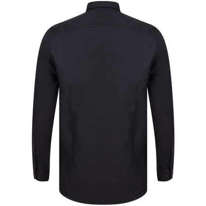 Black - Back - Henbury Mens Modern Long Sleeve Slim Fit Oxford Shirt