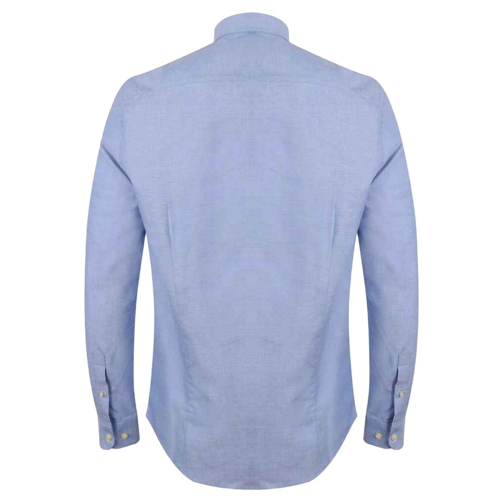 Blue - Back - Henbury Mens Modern Long Sleeve Slim Fit Oxford Shirt
