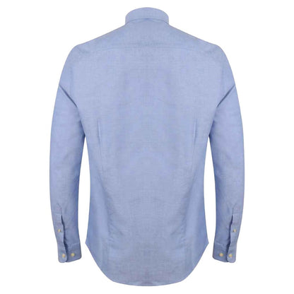 Blue - Back - Henbury Mens Modern Long Sleeve Slim Fit Oxford Shirt