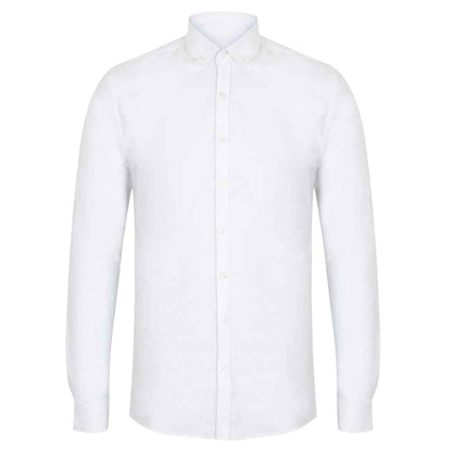 White - Front - Henbury Mens Modern Long Sleeve Slim Fit Oxford Shirt