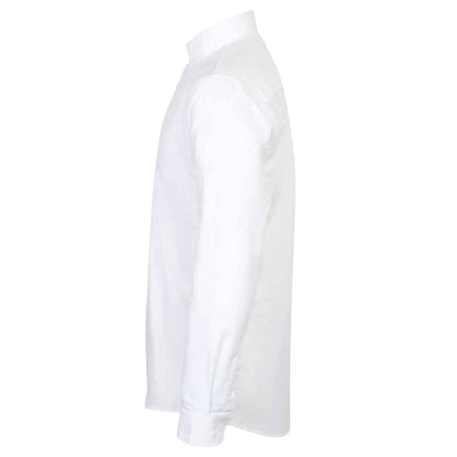 White - Side - Henbury Mens Modern Long Sleeve Slim Fit Oxford Shirt