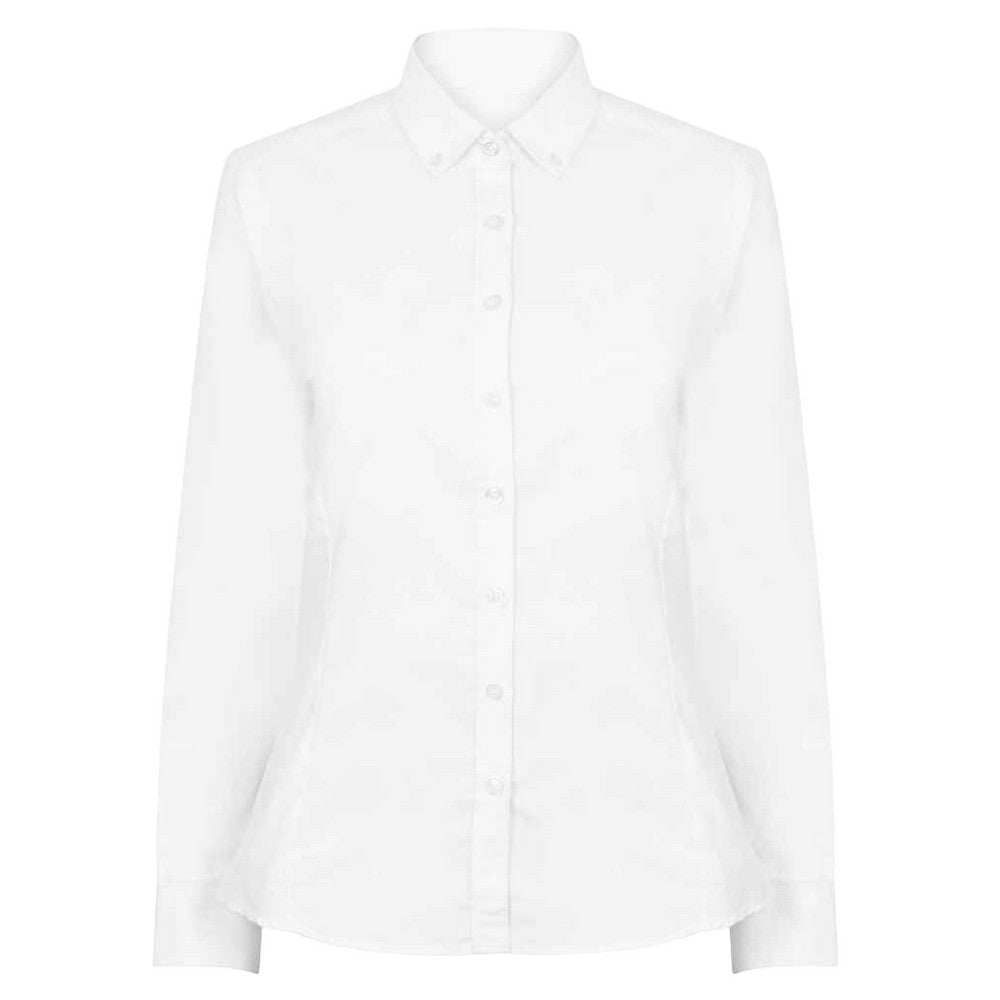 White - Front - Henbury Womens-Ladies Modern Long Sleeve Oxford Shirt