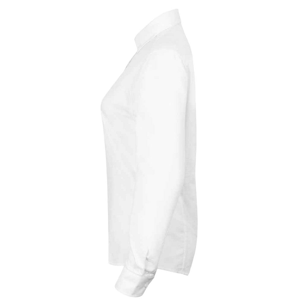 White - Side - Henbury Womens-Ladies Modern Long Sleeve Oxford Shirt