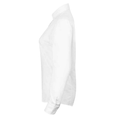 White - Side - Henbury Womens-Ladies Modern Long Sleeve Oxford Shirt