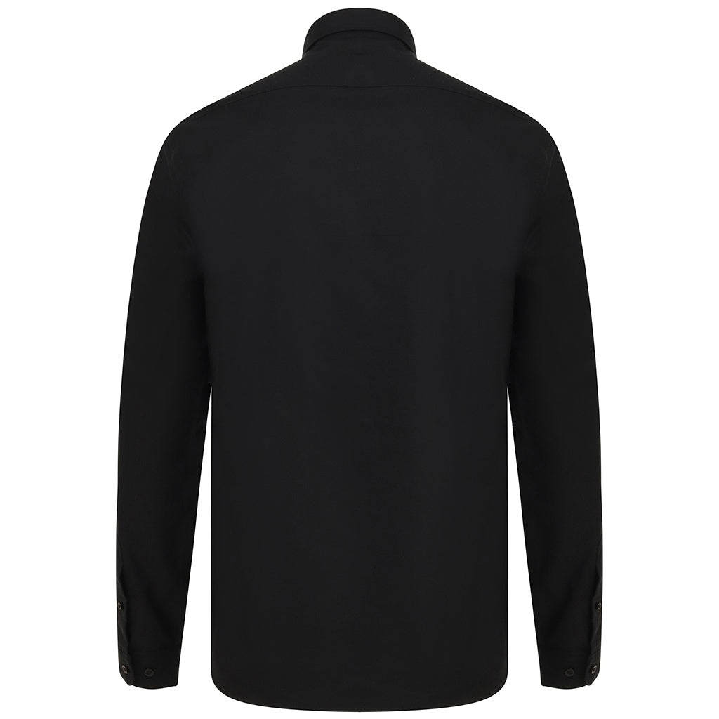 Black - Back - Henbury Mens Modern Long Sleeve Oxford Shirt