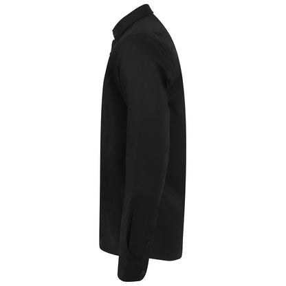 Black - Side - Henbury Mens Modern Long Sleeve Oxford Shirt
