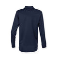 Navy - Back - Henbury Adults Unisex Long Sleeve Coolplus Piqu Polo Shirt