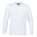 White - Front - Henbury Adults Unisex Long Sleeve Coolplus Piqu Polo Shirt