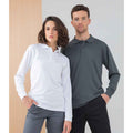 White - Back - Henbury Adults Unisex Long Sleeve Coolplus Piqu Polo Shirt