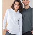 White - Side - Henbury Adults Unisex Long Sleeve Coolplus Piqu Polo Shirt