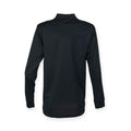 Black - Back - Henbury Adults Unisex Long Sleeve Coolplus Piqu Polo Shirt