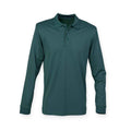Bottle Green - Front - Henbury Adults Unisex Long Sleeve Coolplus Piqu Polo Shirt
