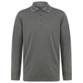 Charcoal - Front - Henbury Adults Unisex Long Sleeve Coolplus Piqu Polo Shirt