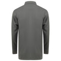 Charcoal - Back - Henbury Adults Unisex Long Sleeve Coolplus Piqu Polo Shirt