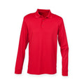 Classic Red - Front - Henbury Adults Unisex Long Sleeve Coolplus Piqu Polo Shirt