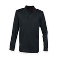 Black - Front - Henbury Adults Unisex Long Sleeve Coolplus Piqu Polo Shirt
