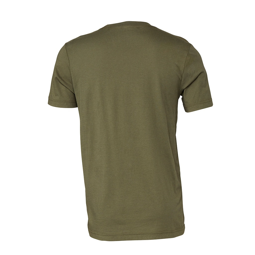Military Green - Back - Bella + Canvas Adults Unisex Crew Neck T-Shirt