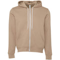 Tan - Front - Bella + Canvas Adults Unisex Full Zip Hoodie