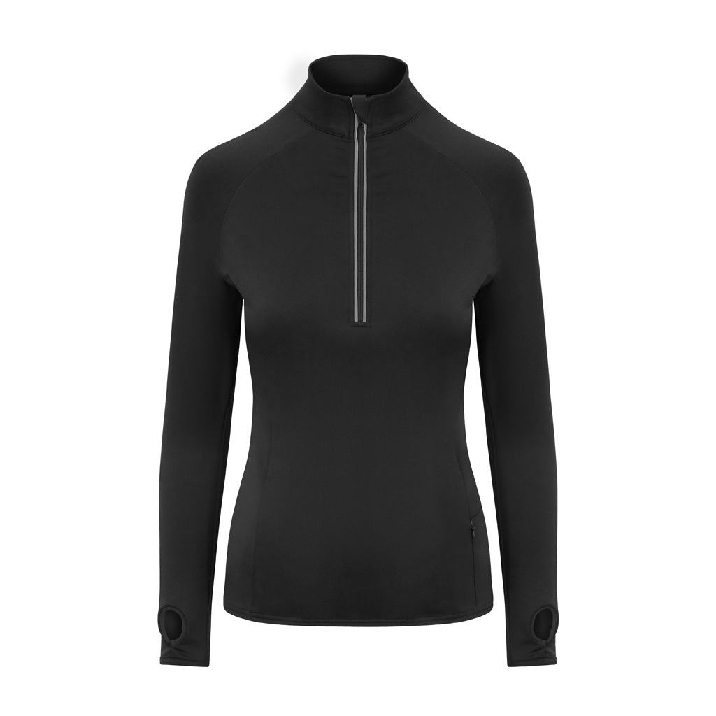 Jet Black - Front - AWDis Just Cool Womens-Ladies Cool-Flex Half Zip Top