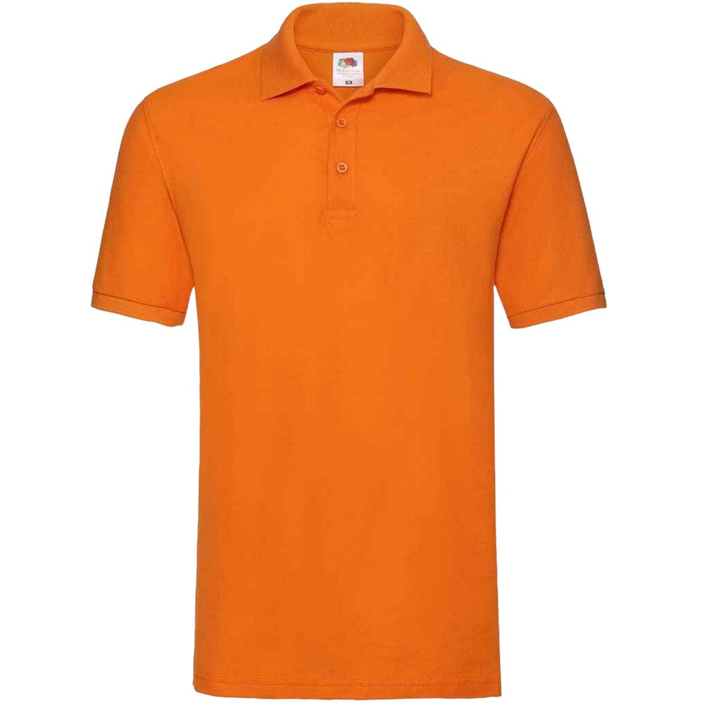 Orange - Front - Fruit of the Loom Mens Premium Cotton Pique Polo Shirt