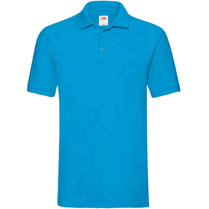 Azure - Front - Fruit of the Loom Mens Premium Cotton Pique Polo Shirt