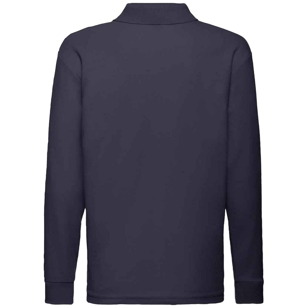Deep Navy - Back - Fruit Of The Loom Childrens-Kids Long Sleeve Pique Polo Shirt