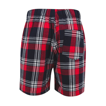 Red-Navy - Back - SF Mens Tartan Lounge Shorts