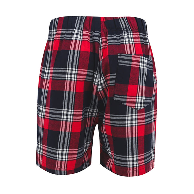 Red-Navy - Back - SF Mens Tartan Lounge Shorts