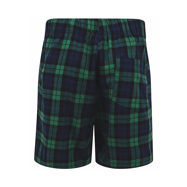 Navy-Green - Back - SF Mens Tartan Lounge Shorts