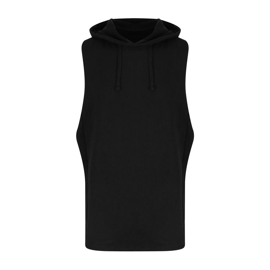 Jet Black - Front - AWDis Adults Unisex Just Cool Urban Sleeveless Muscle Hoodie