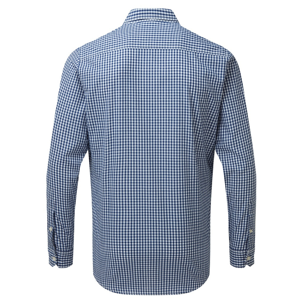 Navy-White - Back - Premier Mens Maxton Check Long Sleeve Shirt