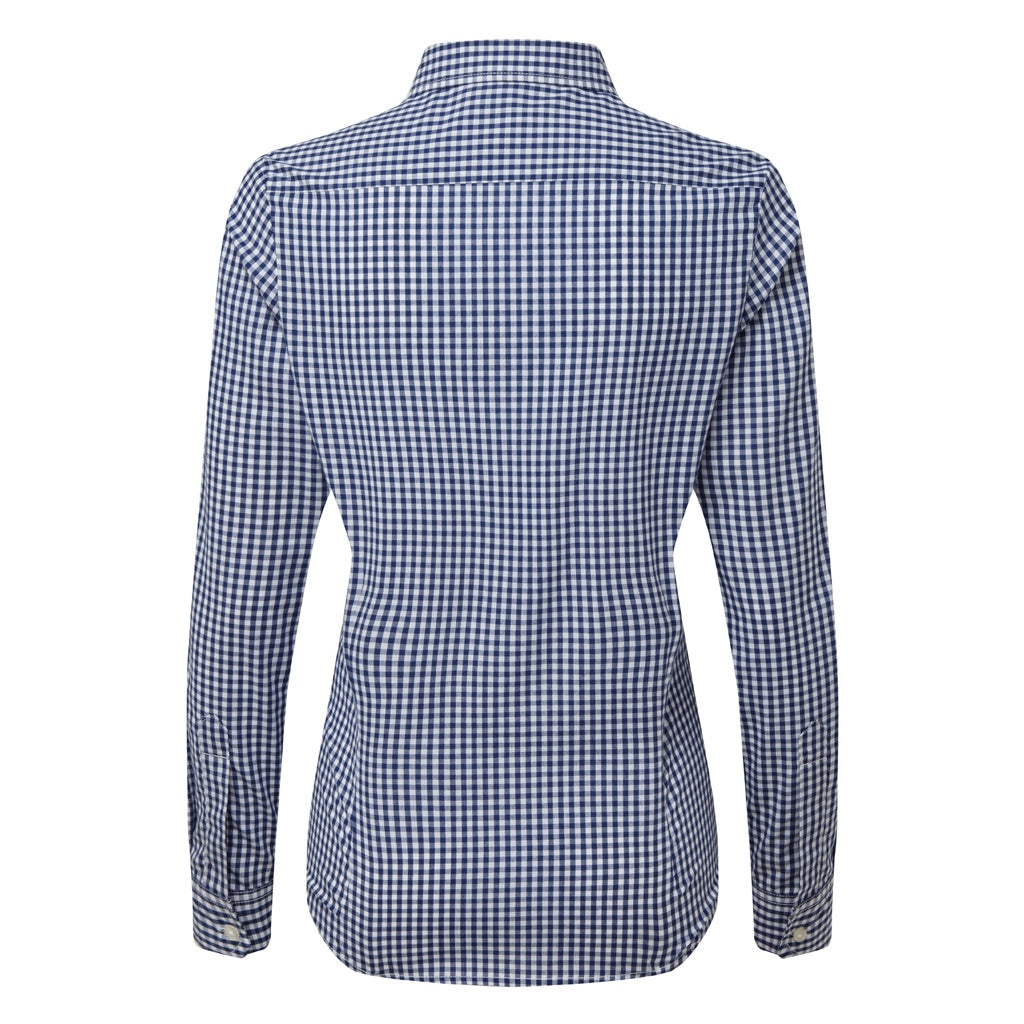 Navy-White - Back - Premier Womens-Ladies Maxton Check Long Sleeve Shirt