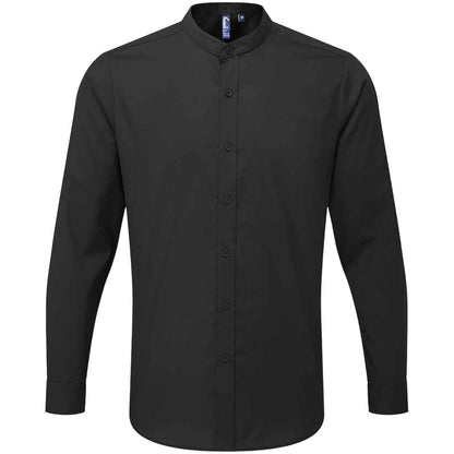 Black - Front - Premier Adults Unisex Long Sleeve Grandad Shirt