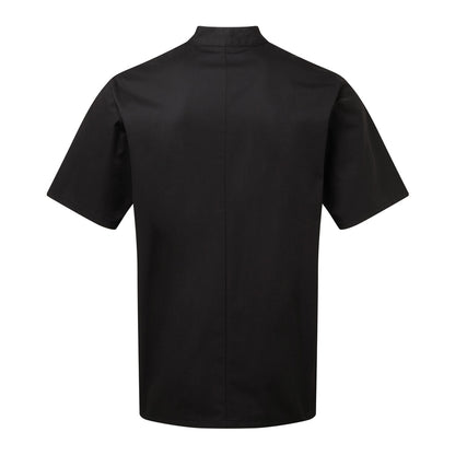 Black - Back - Premier Adults Unisex Essential Short Sleeve Chefs Jacket