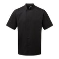 Black - Front - Premier Adults Unisex Essential Short Sleeve Chefs Jacket