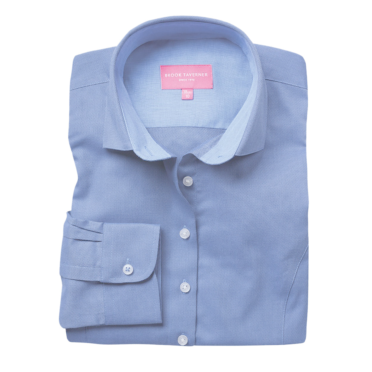 Sky Blue - Front - Brook Taverner Womens-Ladies Aspen Long Sleeve Oxford Shirt