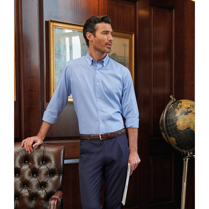 Sky Blue - Back - Brook Taverner Mens Toronto Long Sleeve Oxford Shirt