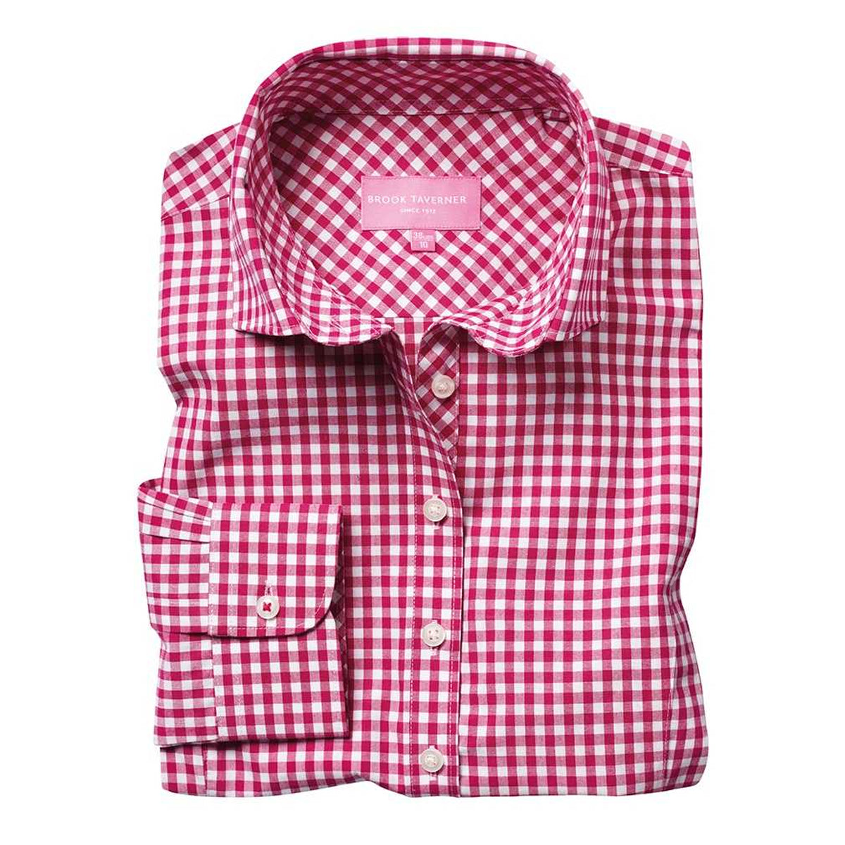 Red - Front - Brook Taverner Womens-Ladies Kansas Gingham Long Sleeve Shirt