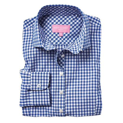 Blue - Front - Brook Taverner Womens-Ladies Kansas Gingham Long Sleeve Shirt