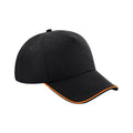 Black-Orange - Front - Beechfield Authentic Piped 5 Panel Cap