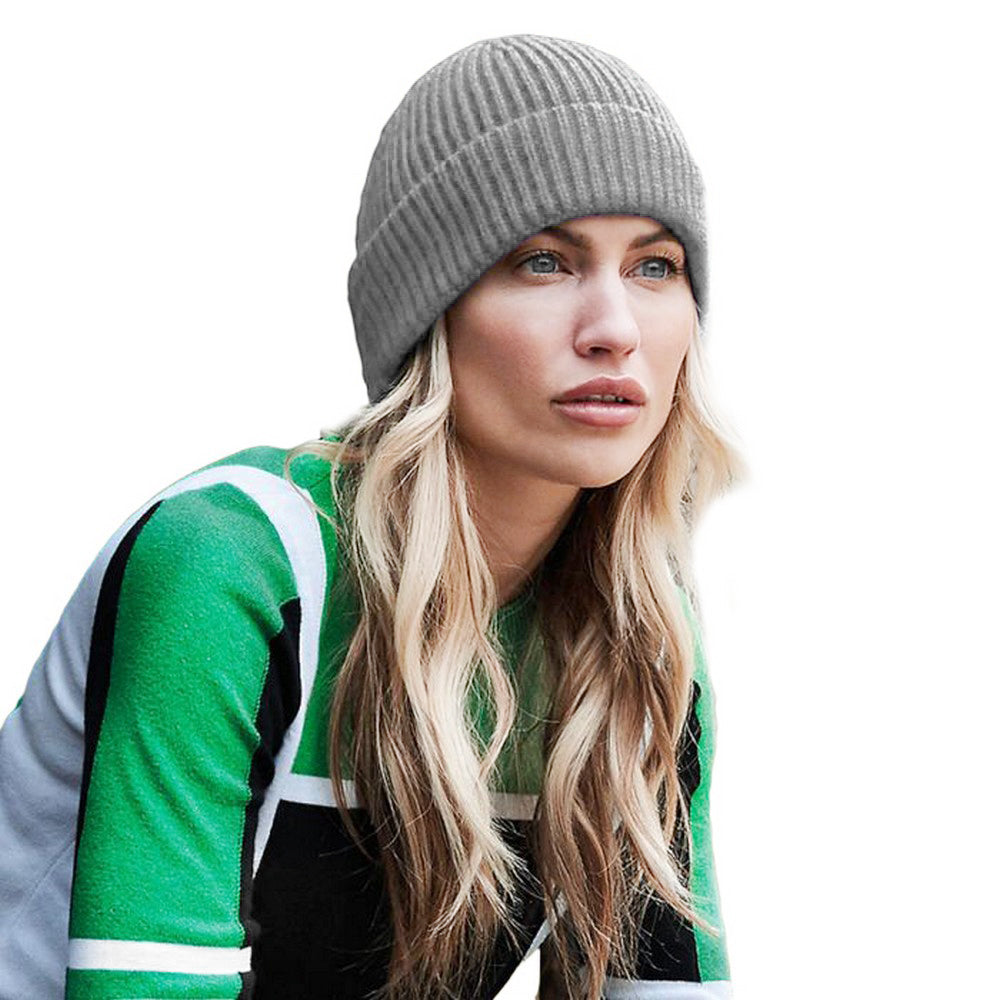 Light Grey - Side - Beechfield Engineered Knit Ribbed Beanie