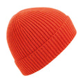 Fire Red - Front - Beechfield Engineered Knit Ribbed Beanie