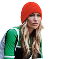 Fire Red - Back - Beechfield Engineered Knit Ribbed Beanie