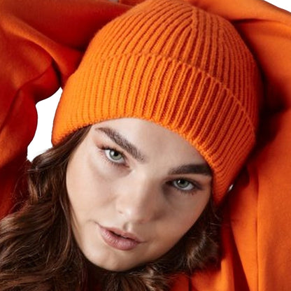 Orange - Back - Beechfield Engineered Knit Ribbed Beanie