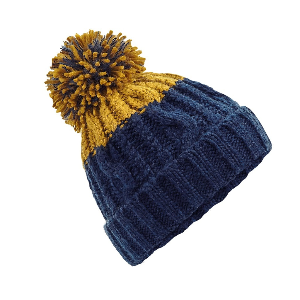 Oxford Navy-Mustard - Front - Beechfield Apres Beanie