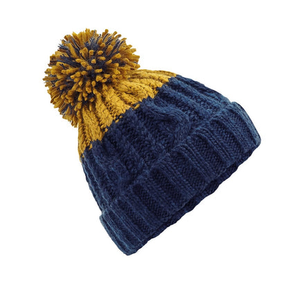 Oxford Navy-Mustard - Front - Beechfield Apres Beanie